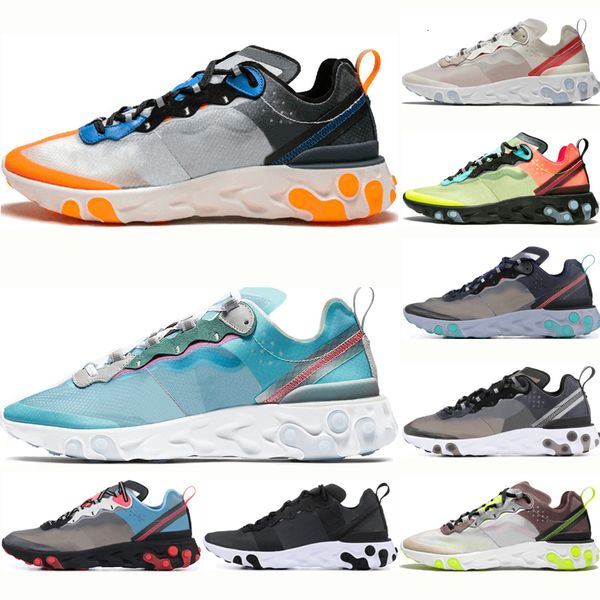 

2019 react element 87 running shoes for men women royal tint total orange sail neptune green desert sand mens trainer breathable sneakers, Black