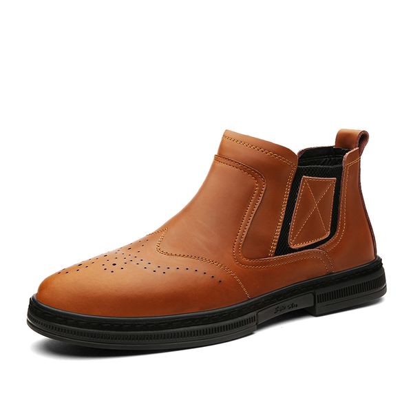 

new winter leather brock winter casual shoes formal dress mens loafers genuine leather driving moccasin men soft *7227, Black