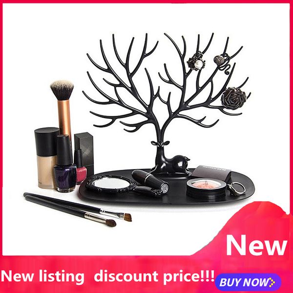 

fashion deer head jewelry display stand jewelry pendant earrings necklace display stand organizer high quality, Black;white