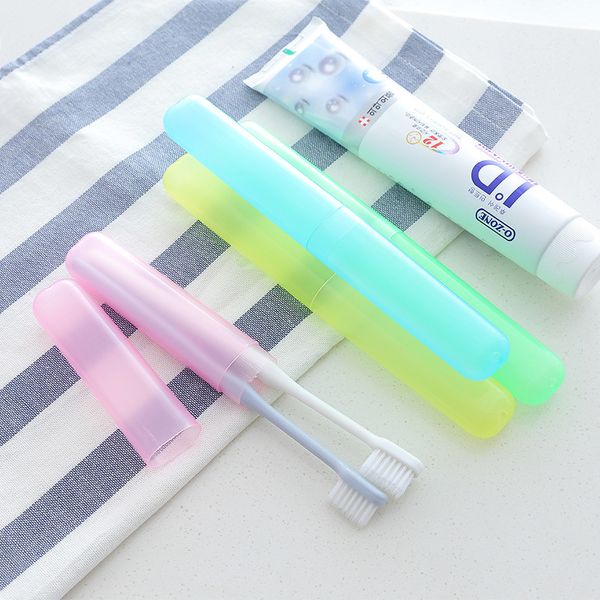 

1629 korean toothbrush box fresh portable cylindrical bring cover accept