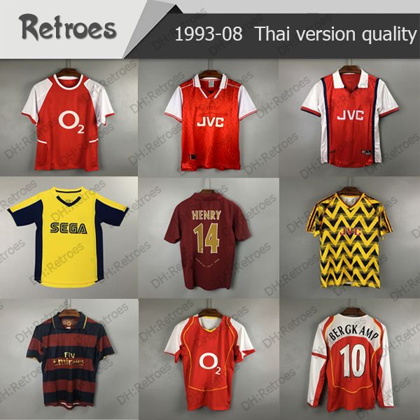 

2005 06 retro highbury home football jersey soccer pires henry reyes 04 05 retro jersey 98 99 bergkamp 02 03 adams long sleeve, Black;yellow