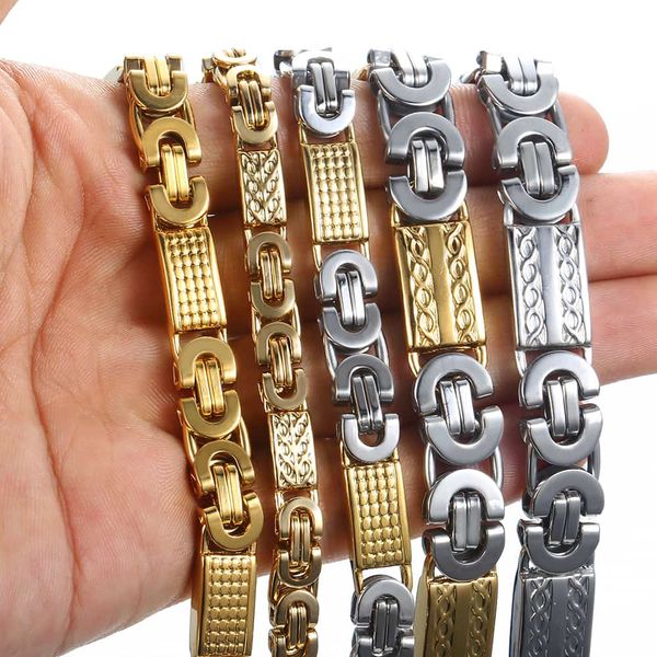 

byzantine chain bracelet for men gold black silver color stainless steel mens bracelet davieslee wholesale jewelry 6 8 11mm kbb5