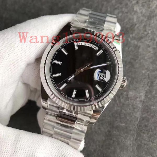 

president mens watch automatic movement mechanical day/date silver stainess sapphire black face men watches, Slivery;brown