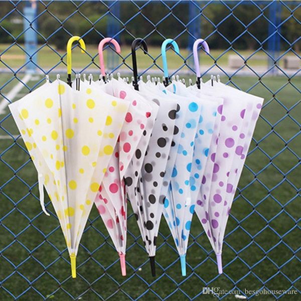 

transparent waterproof 5 colors umbrella printed transparent dot long handle umbrella eco-friendly matte color umbrella bh0808 tqq