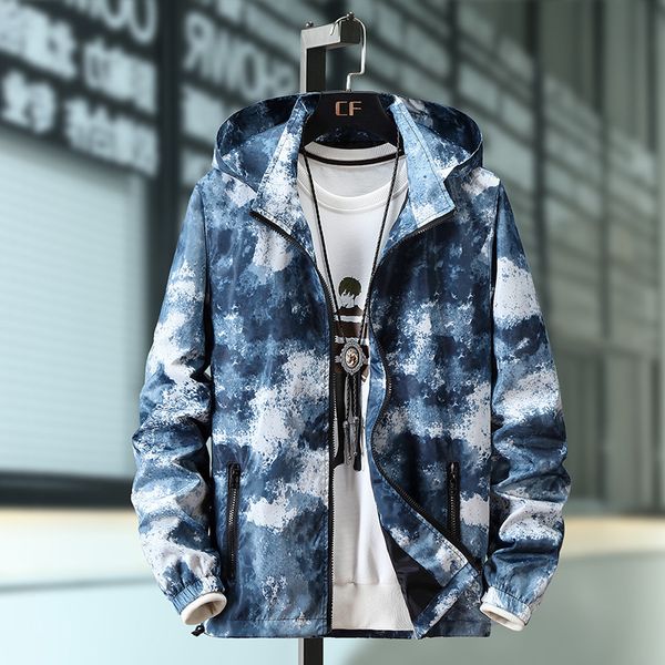 

mens casual camouflage hoodie jacket 2019 new autumn army print clothes men's hooded windbreaker coat male outwear charge jacket, Black;brown