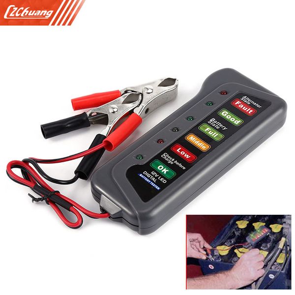 

t16897 12v digital battery alternator tester 6 led lights display indicates condition