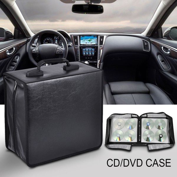 

dvd large capacity durable black binder solid oxford cloth cd bag hand strap carry case zipper closure media storage portable