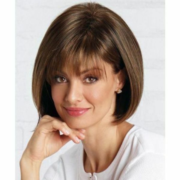 

100% real hair fashion brown mixed short women's hair wig, Black