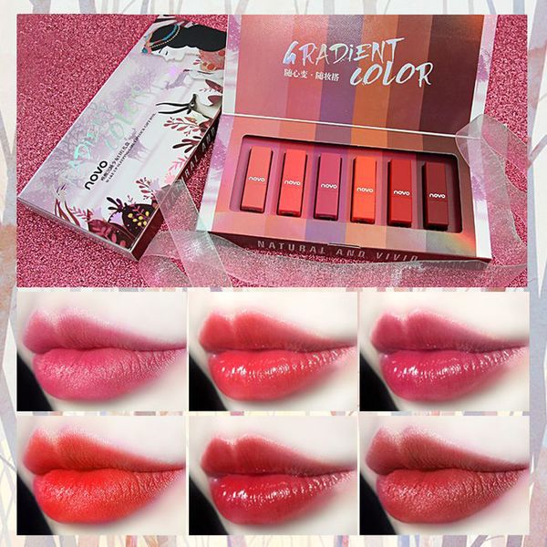 

6pcs/set lipstick lip kit gloss long lasting lip stick cosmetics mini set brithday waterproof stick paint pigment gift