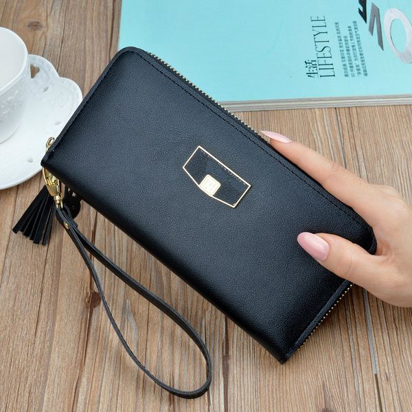 

tassel wallets women clutch pink wallet phone pocket purse card holder patchwork women long wallet lady fashion short coin purse, Red;black