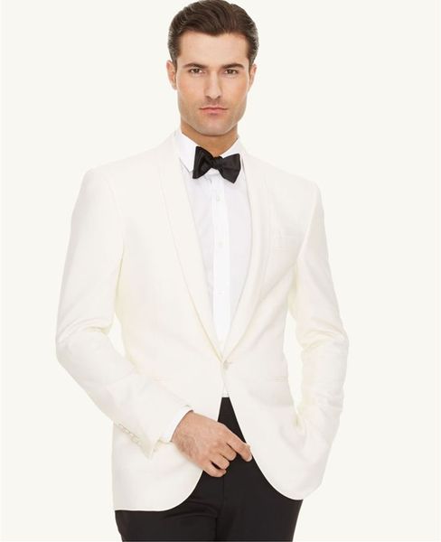 

ivory groom tuxedos shawl lapel side vent men wedding tuxedos popular men formal business prom dinner blazer 2 piece suit(jacket+pants+tie)8, Black;gray