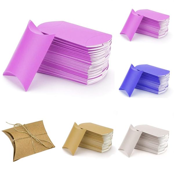 

colorful 10pcs paper pillow candy box present pouch kraft wedding favors gift candy boxes home party birthday supply