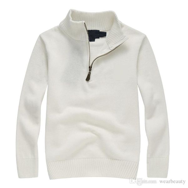 

men knitted polo shirt brand sweater mens polos zipper design embroidered long sleeve jumpers for autumn wint, White;black