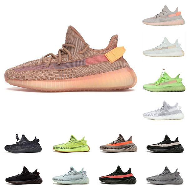 

new v2 running shoes clay super space semi-frozen yellow kanye west men's women's designer men's sports shoes size 36-48, Black
