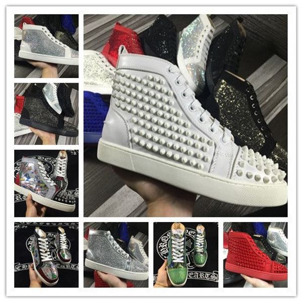 

NEW Fashion Designer Shoes Brand Studded shoes made garments Spikes Flats shoes Red Bottom For Men and Women Party Lovers Genuine Leather