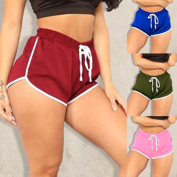 

2020 women sports yoga shorts workout fitness running sport female shorts cotton high waist gym cycling sport #3, White;red