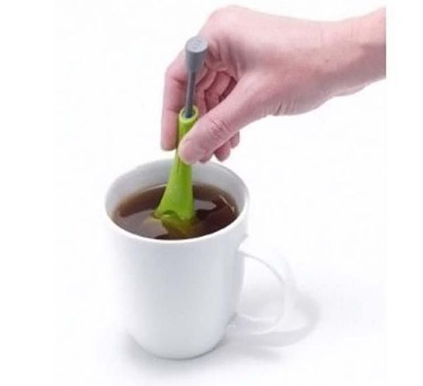 

silica gel tea-strainer durable teas stainer safety silica gel total tea infuser resuable press type loose leaf silicone filtering tool