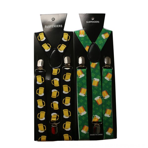 

2.5cm wide cute cartoon beer printing clip men's and women's personalized beer belt elastic trouser belt clip, Black;white