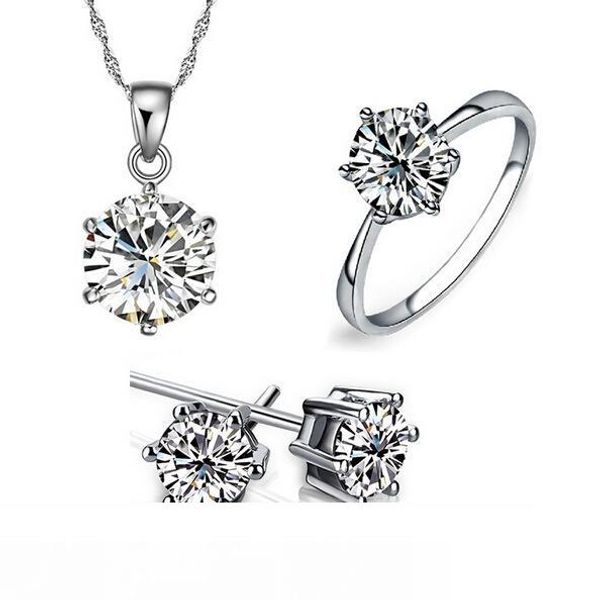 

bridesmaid jewelry set for wedding gold like 925 sterling silver chains necklace pendant earring for women gemstone rings party jewelry sets