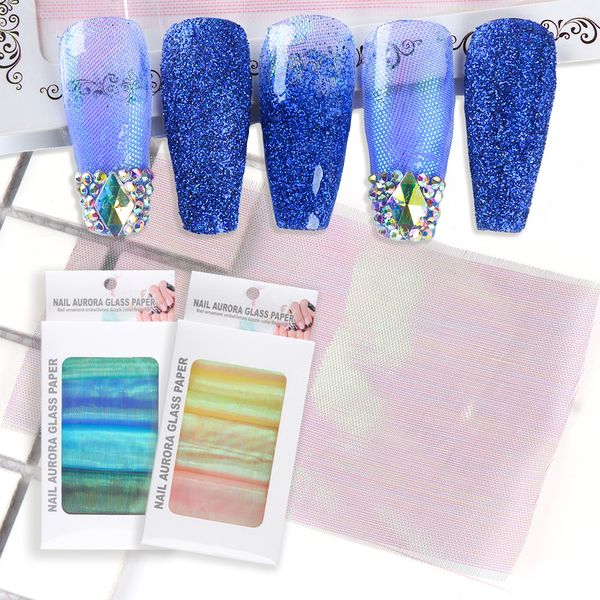 

aurora glass nail art наклейки прозрачное стекло бумага блестящие 3d наклейки лента для ногтей лак украшения для маникюра, Black