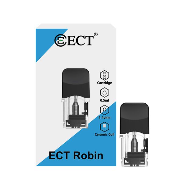 

Original ECT Robin Pod Cartridge 0.5ml Ceramic coil Fit Vape battery for thick oil e liquid 1.3ohm 1.4ohm Ecig DHL