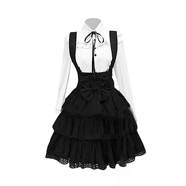 

women gothic court cake dress autumn vintage large swing long sleeve empire a line black female dresses, Black;gray