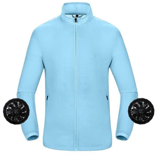 

summer outdoor cooling fan long sleeve jackfr fishing working coat, Black;brown
