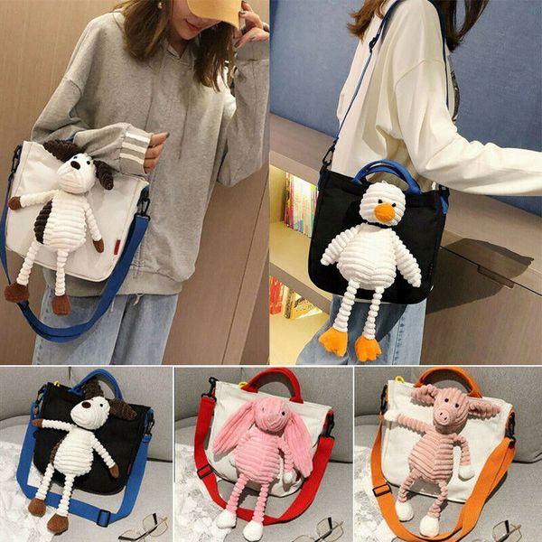 

girls women bag lovely plush doll animal shoulder bag ladies canvas backpacks handbag school casual travel bags women's backpack