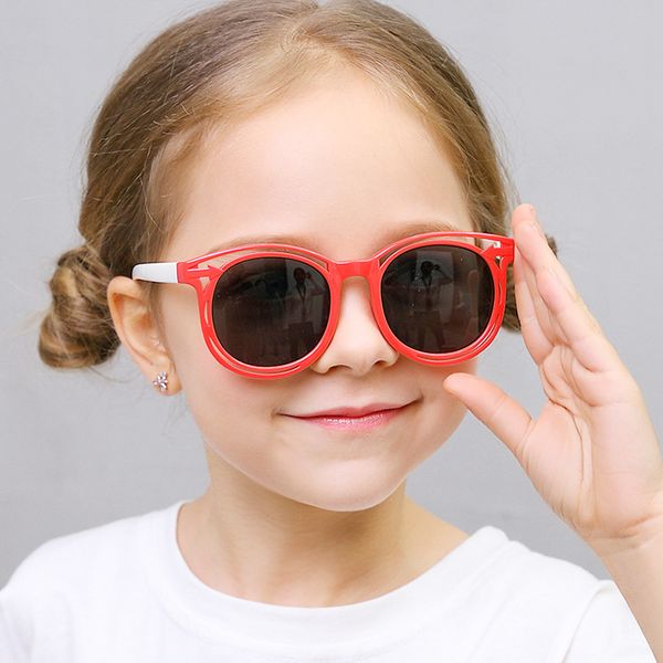 

children vintage round frame sunglasses kids silicone uv400 eyewear baby shades goggles, Blue