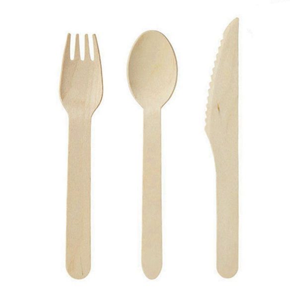 

disposable wooden cutlery 300 pack -forks(100), knives(100) and spoons(100), perfect alternative for plastic p215 (300