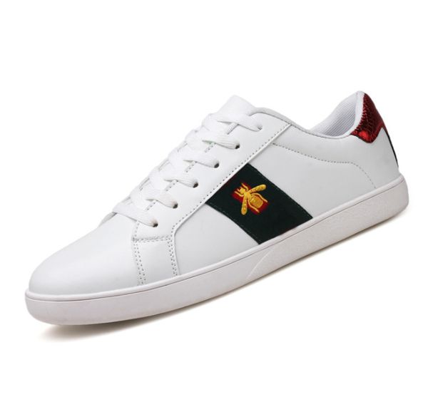 

new designer shoes leather sneaker men women classic trainers python ace bee flower embroidered love sneakers white walking shoes, Black