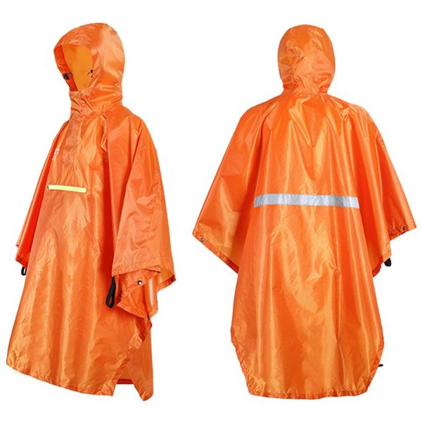 

men women bicycle raincoat waterproof hiking camping rainwear with reflector rainproof poncho with reflective strip, Blue;black