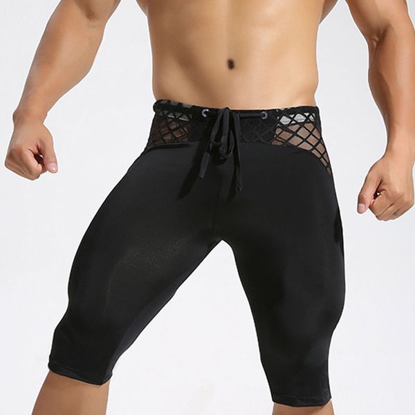 

super breathable men running gym tights compression base layer sports pants bodybuilding fitness clothing leggings sportswear, Black;blue