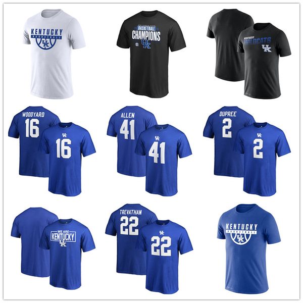 

ncaa 41 josh allen kentucky wildcats 2 bud dupree 22 danny trevathan 16 wesley woodyard college legends t-shirt mens t shirt tess pirnted, Black
