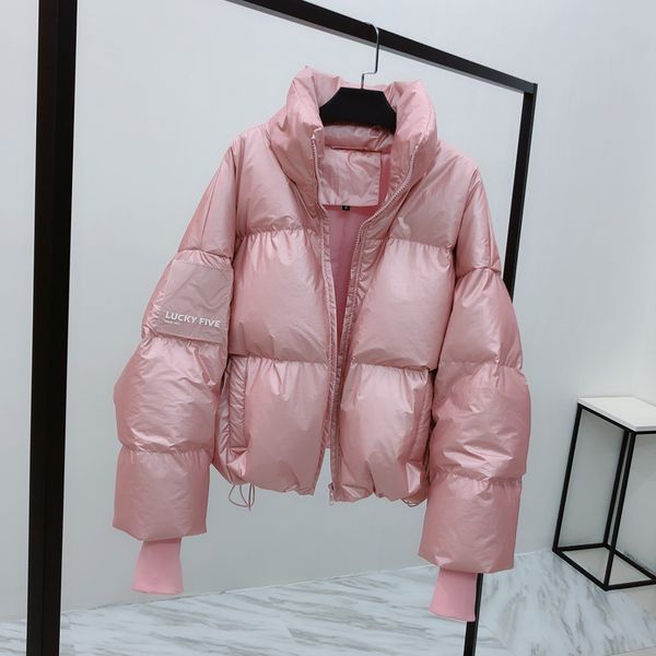 

bright pink winter down jacket female coat 2019 new short slim winter down coat women clothing white duck ladies outerwear, Black