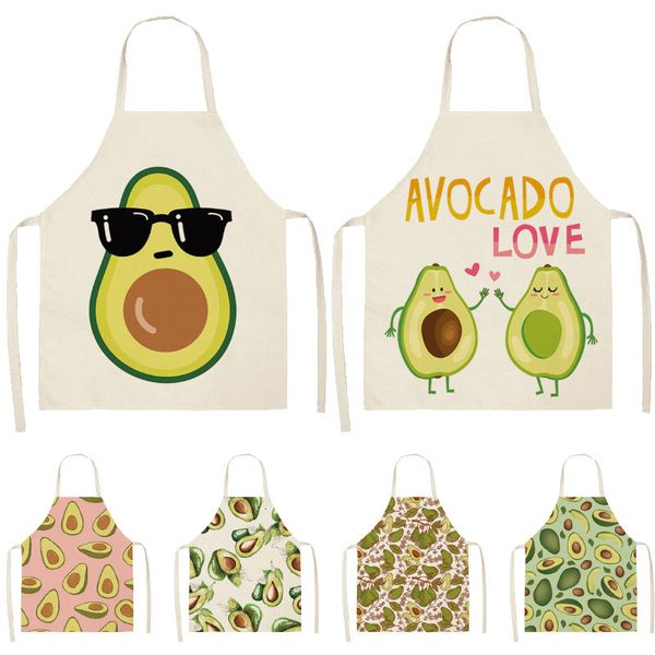 

avocado tropical printed cotton linen apron kitchen women baking waist bib home cooking brief sleeveless pinafore 53*65cm l0145