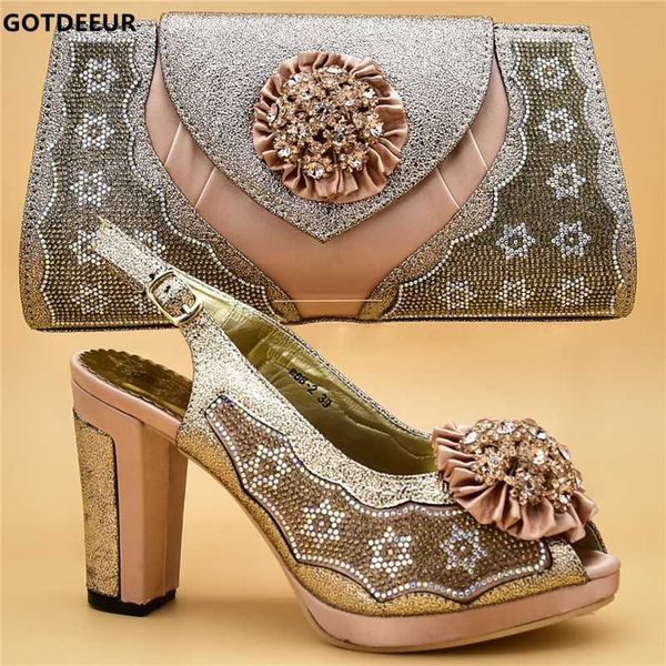 

new arrival african party pumps decorated with rhinestone italian shoes with matching bags for women shoes and bags to match, Black
