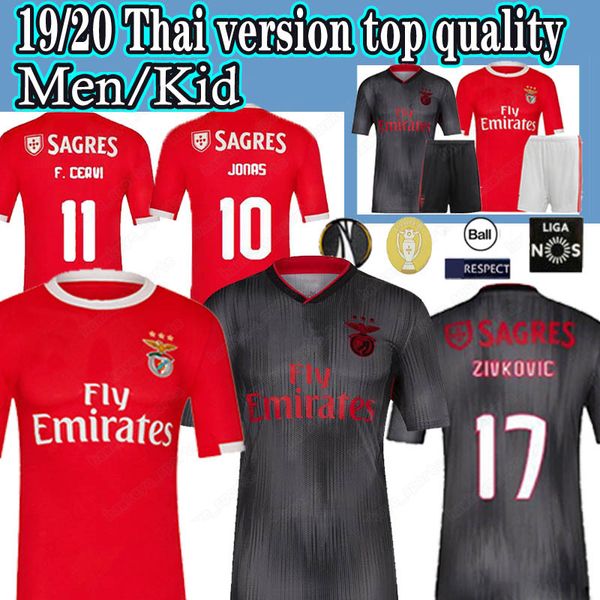 

new season benfica jersey 19 20 thailand joao felix men children kit 2019 2020 football shirts xxs-xxl, Black;yellow
