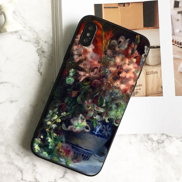 

capa luxury gladiolas flower art phone case for iphone 11 pro xs max xr 8 7 6s plus 5 se case soft black tpu silicone cover.