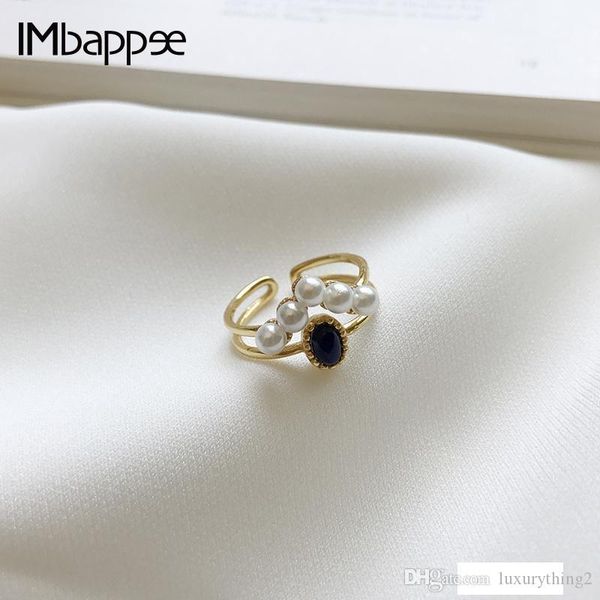 

imbappee s925 sterling silver pearl crown double ring for woman pby-r1c01-000023