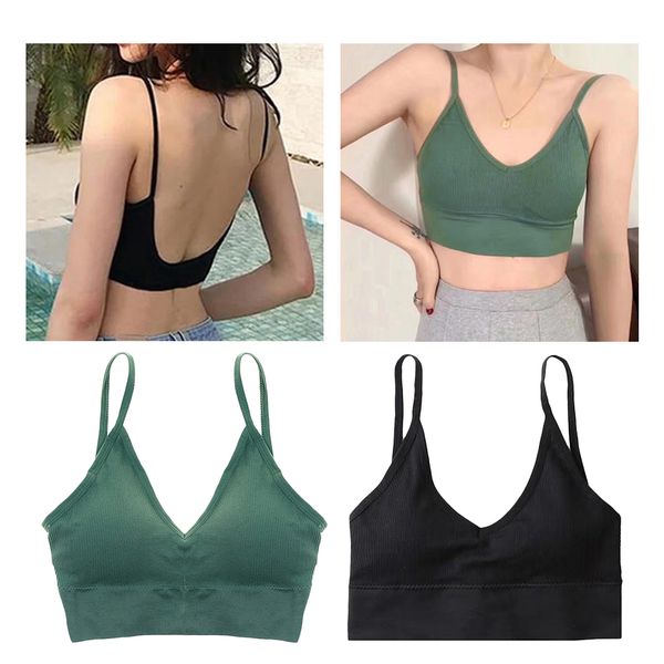 

2x womens removable padded bralette seamless wirecomfort bra sport bra, Red;black