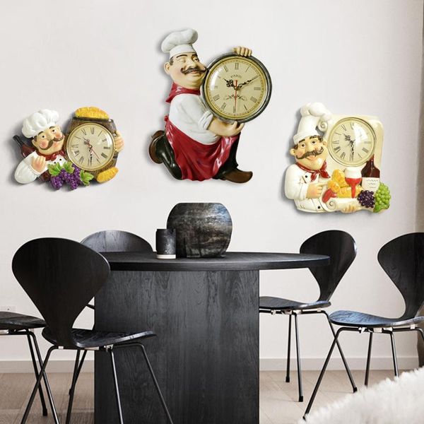 Resin Chef Cute Wall Clock Home Watch Bathroom Kitchen Clock
