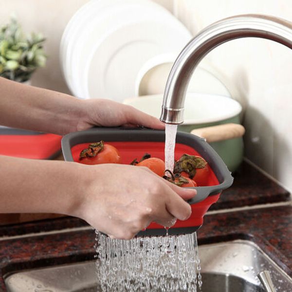 

Kitchen Collapsible Foldable Silicone Colander Fruit Vegetable Strainer Basket