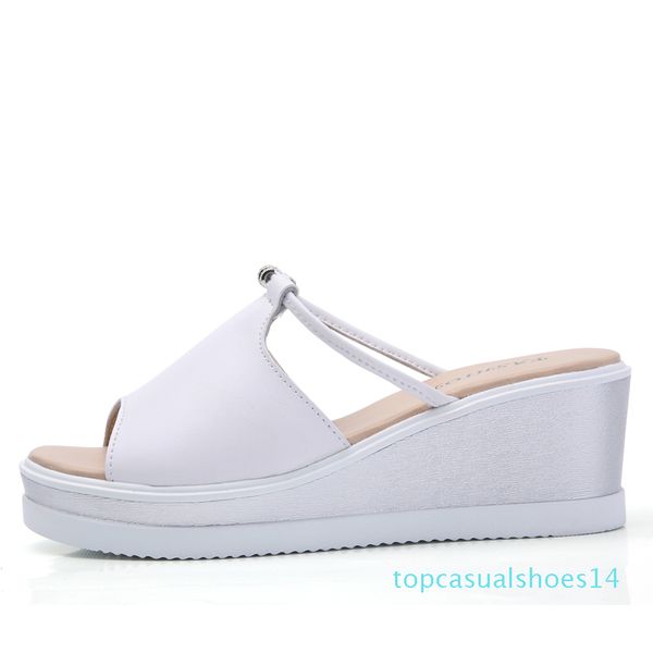 

женщины трусы сандалии пятки клинья платформы кожа peep toe кристалл элегантный женский сандалии дамы мулы закупоривает летняя обувь t14, Black