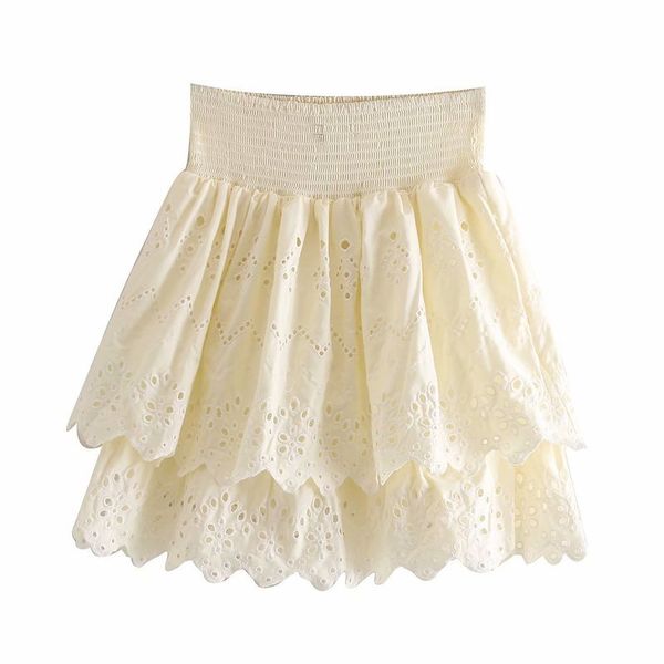 

bb45-9309 европейская и американская модная полая вышитая полу-юбка, Black