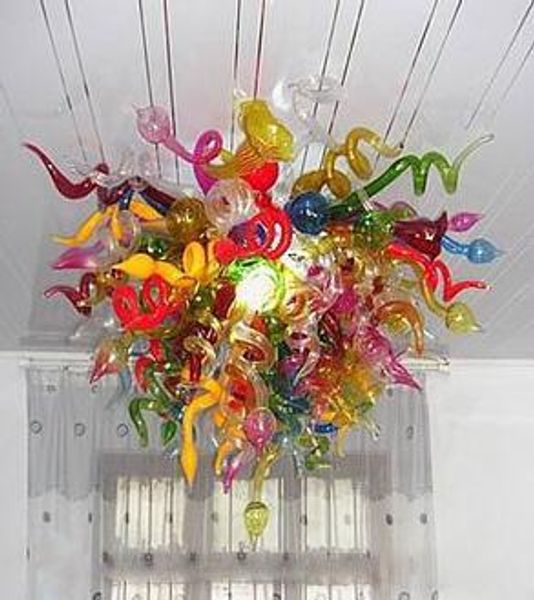 

colorful glass art chandelier lighting e14 led pendant lamps hand blown glass crystal chandelier for l