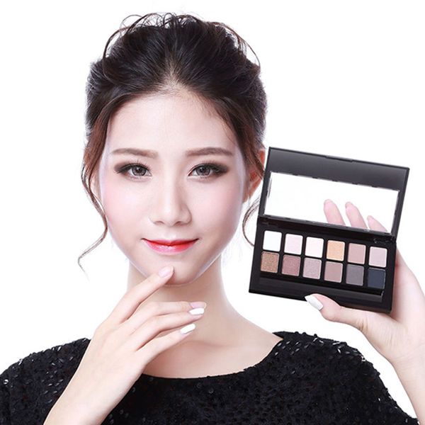 

12 colors eyeshadow palette with makeup brush kit smoky shimmer matte mineral waterproof eye shadow