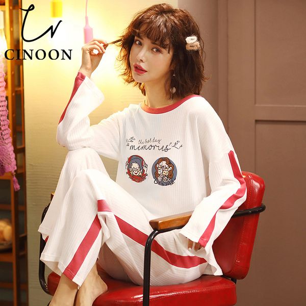 

cinoon white pajamas sets cotton home clothes long sleepwear suit bow pajamas fashion homewear for women, Blue;gray
