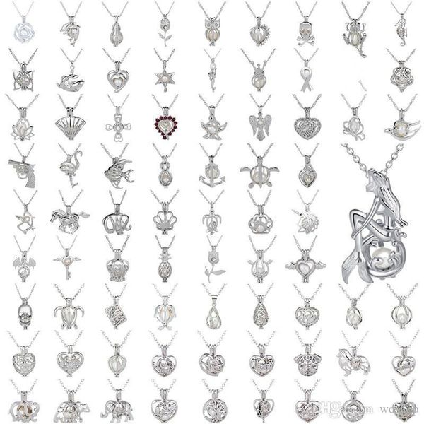 

природные pearl pearl клетка ожерелье любовь желания с oyster pearl mix дизайн мода hollow locket ключицы chain диффузор ожерелье, Silver