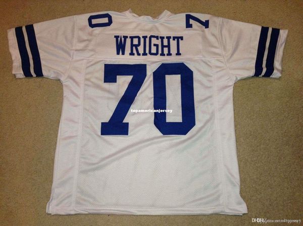 

retro custom sewn stitched #70 rayfield wright white mitchell & ness jersey men's football jerseys rugby, Black;blue